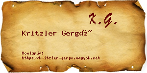 Kritzler Gergő névjegykártya